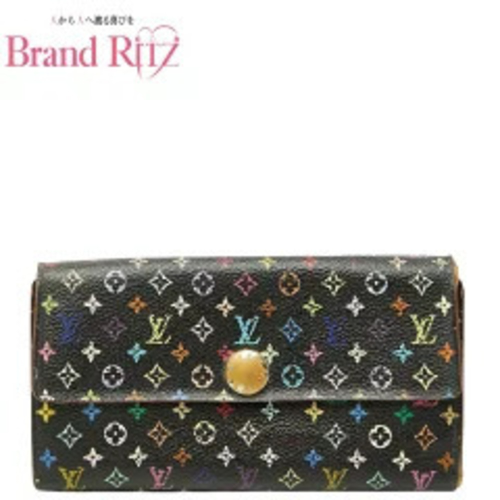 Louis Vuitton Monogram Multicolor Portefeuille Sarah Wallet Leather Noir Black